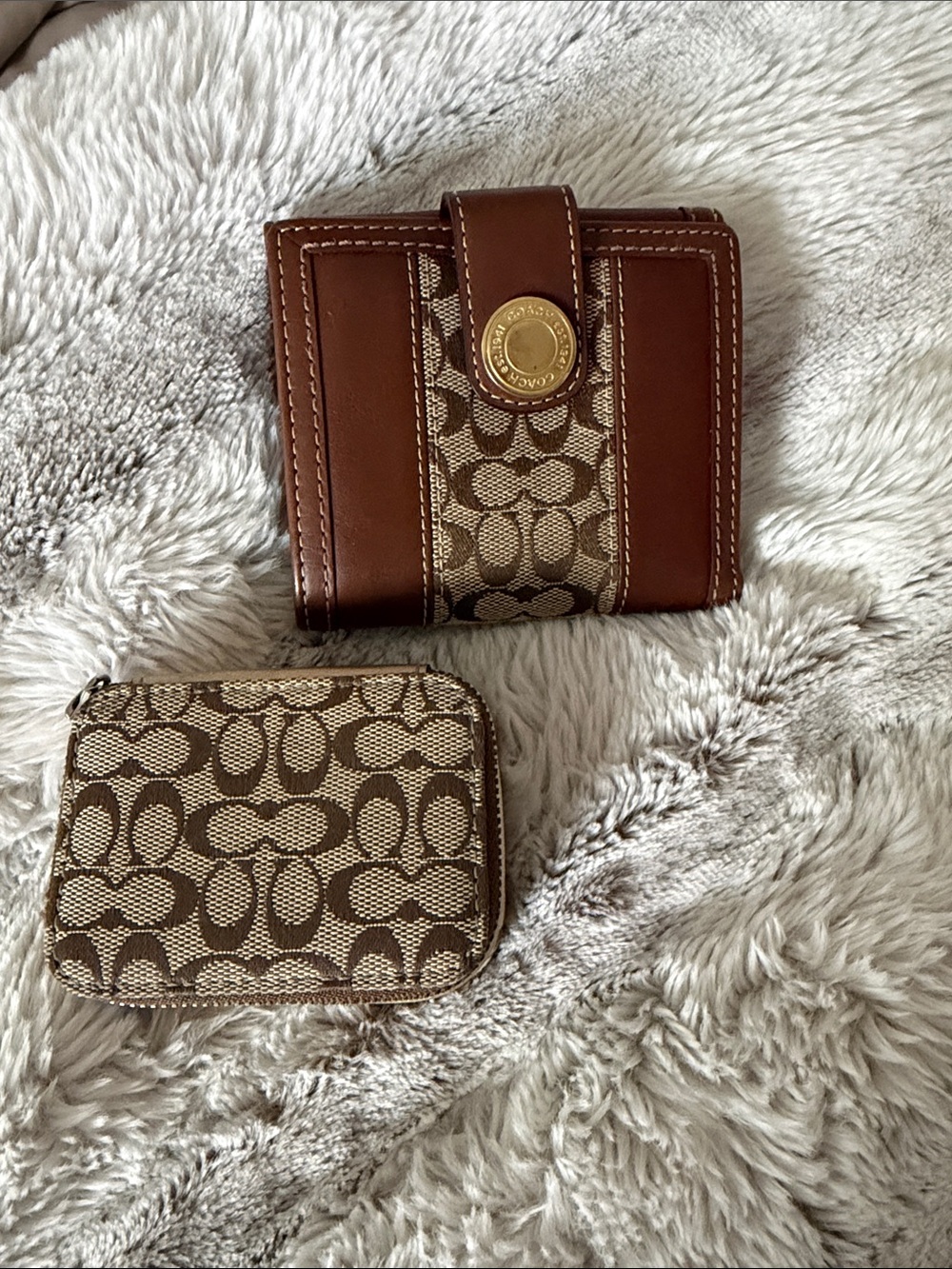 Coach Brown Signature Canvas Wallet & Zip Pouch box
